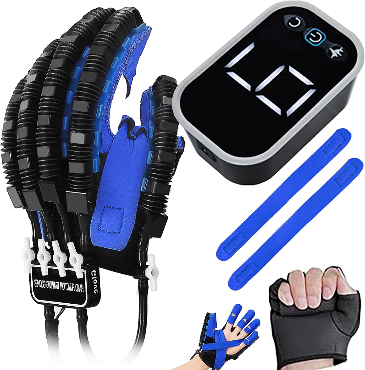 Rehabilitation Robot Gloves with HD LED Large Screen for Stroke Recovery, Finger Rehabilitation Trainer Stroke Glove for Long Term Relief Finger Cramps