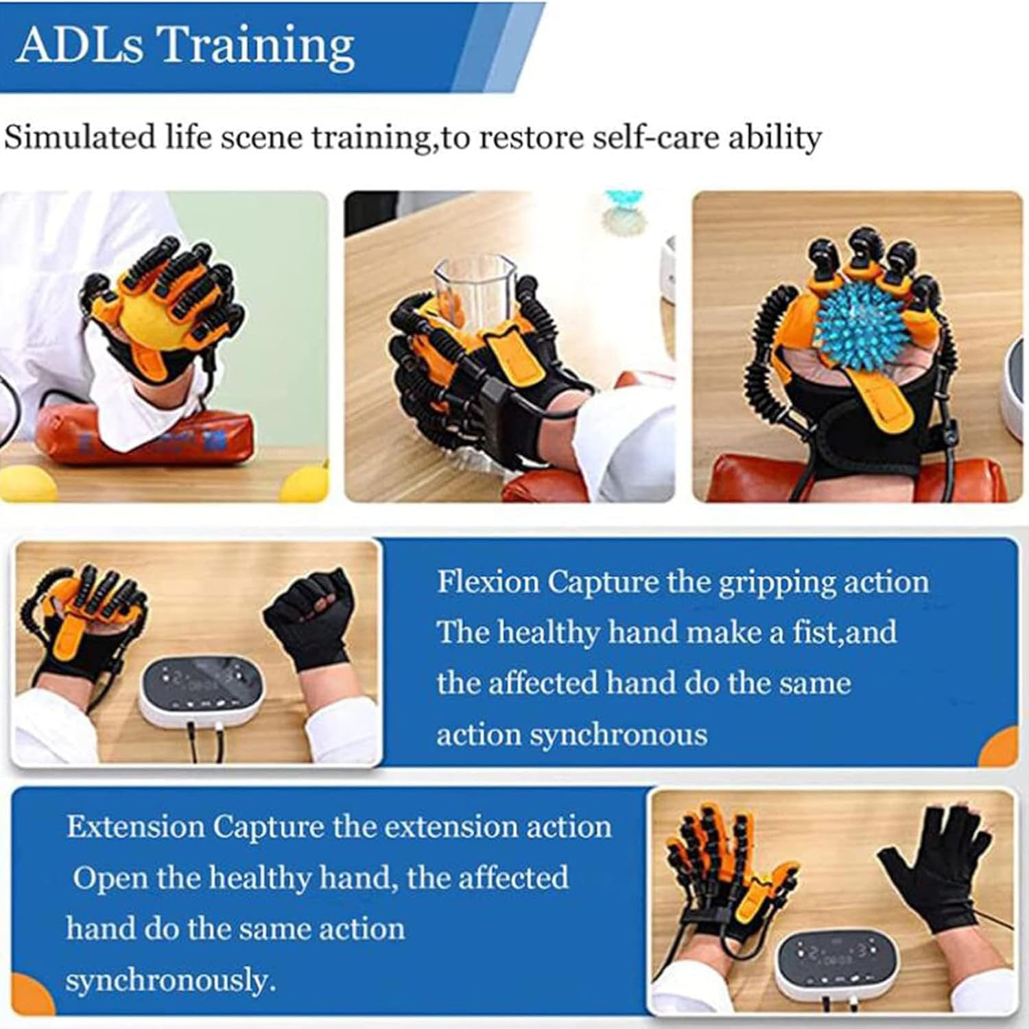 GaRcan Rehabilitation Robot Gloves,Stroke Hemiplegia Finger Wrist Training Equipment,Finger Straightening Brace Guard Protector,Stroke, Cerebral Hemorrhage,Hand Burn Patients (Left XL)