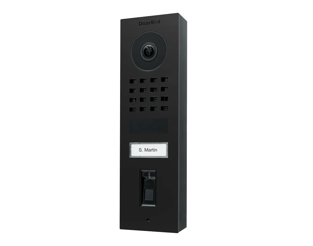 DoorBird D1101FV Fingerprint 50 Surface-Mount IP Video Door Station, 1 Call Button in Graphite Black