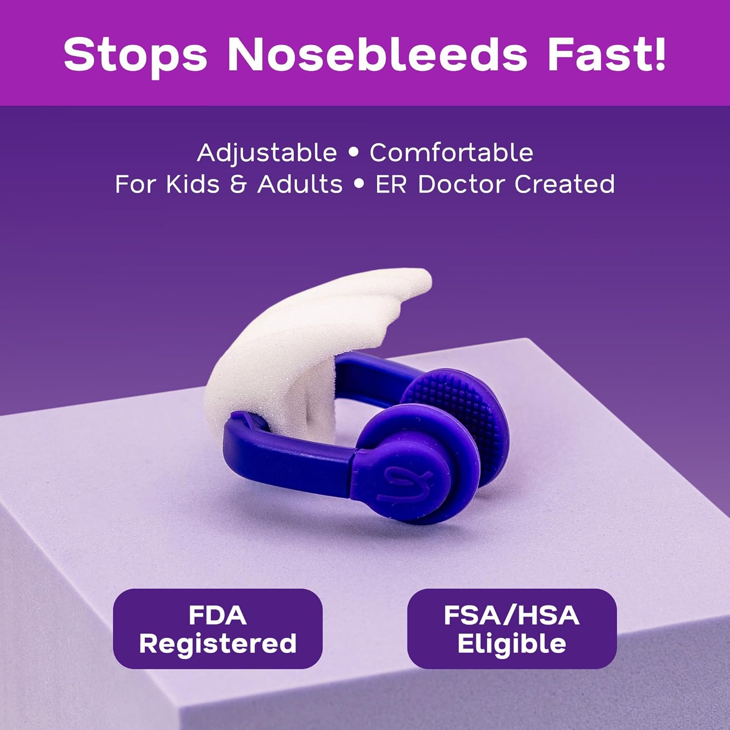 Nosebleed Treatment for Adults Aged 14+ – Hands-Free Nasal Relief, Stop Nosebleeds Fast – ER Doctor Designed for Healthcare Pro, Sports & Home Use – 10 Individually Wrapped Reusable Devices