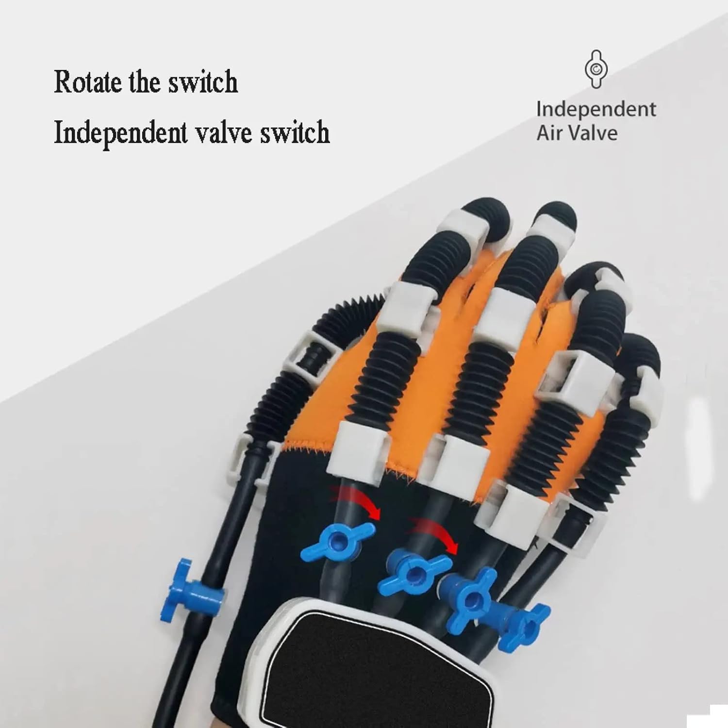 Hand Pneumatic Rehabilitation Robot Gloves Finger Training Stroke Hand Splint Finger Orthosis Functional Hand Splint for Long-Term Relief(Size:M Code,Color:Right Hand)