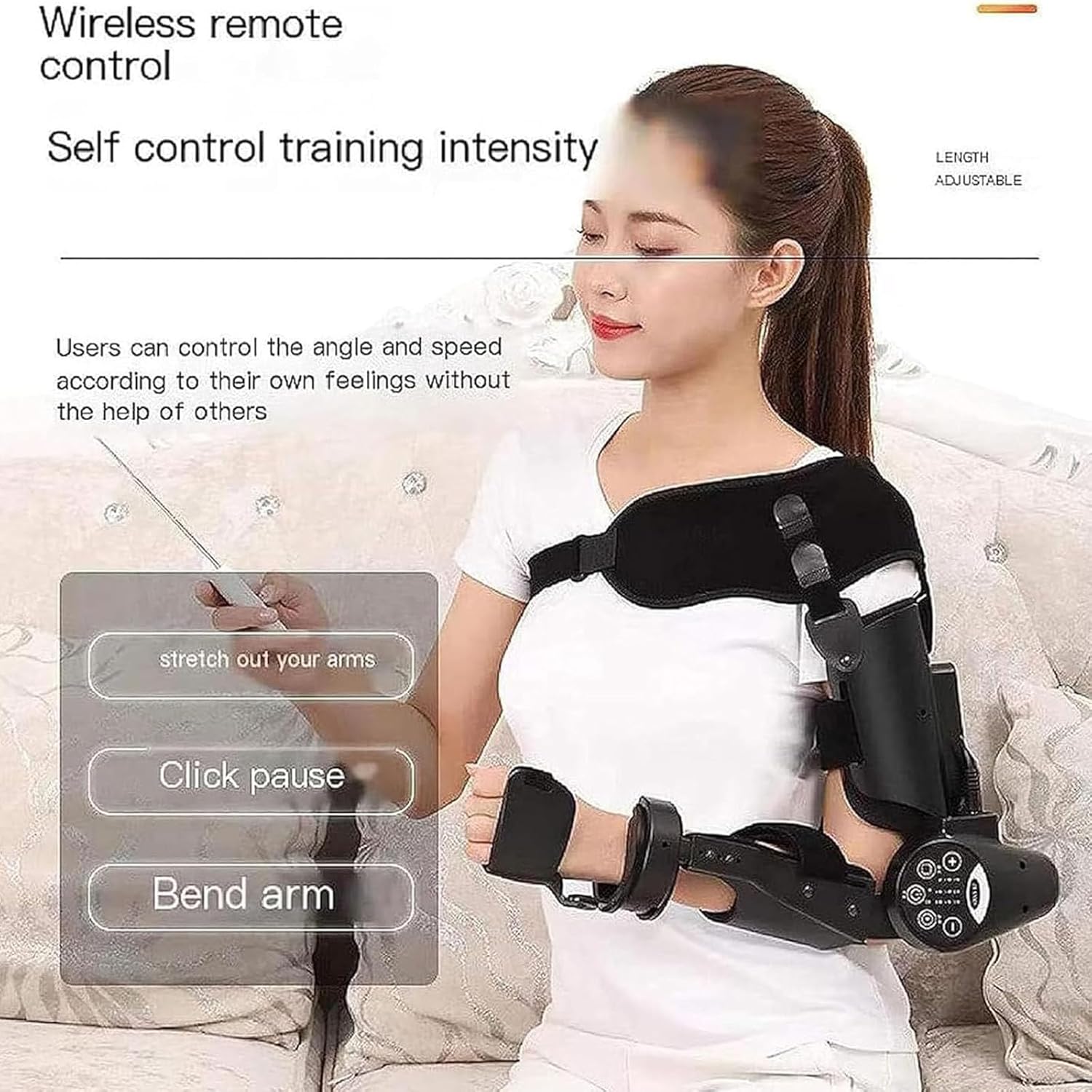 Stroke & Hemiplegia Rehabilitation Equipment: Electric Arm Recovery Robot with Wireless Control & Adjustable Hinged Elbow Brace Right Right arm
