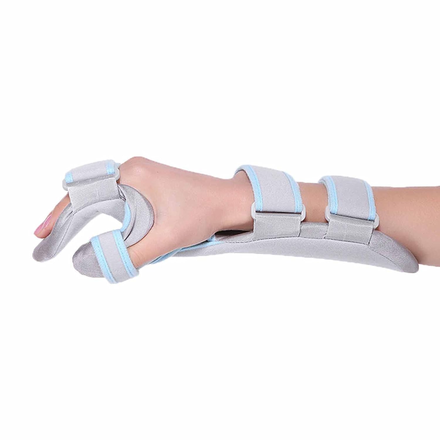Cushion Finger Orthotics Fingerboard, Finger Brace, Stroke Left Hand Splint Support Left Hand Wrist Training Orthosis Device,Grey-Left,Grey-Right