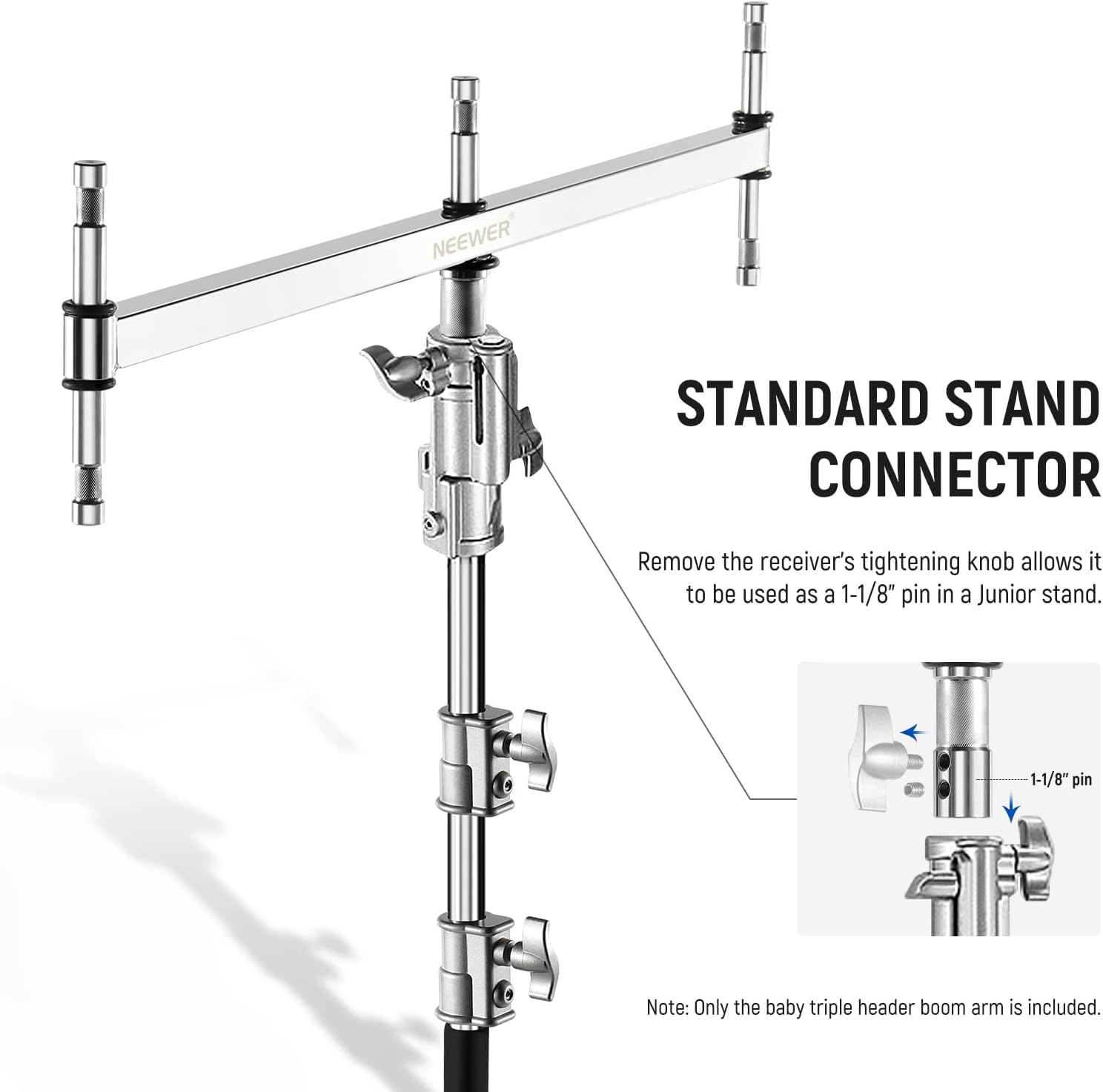 NEEWER Baby Triple Header Boom Arm with Five 5/8
