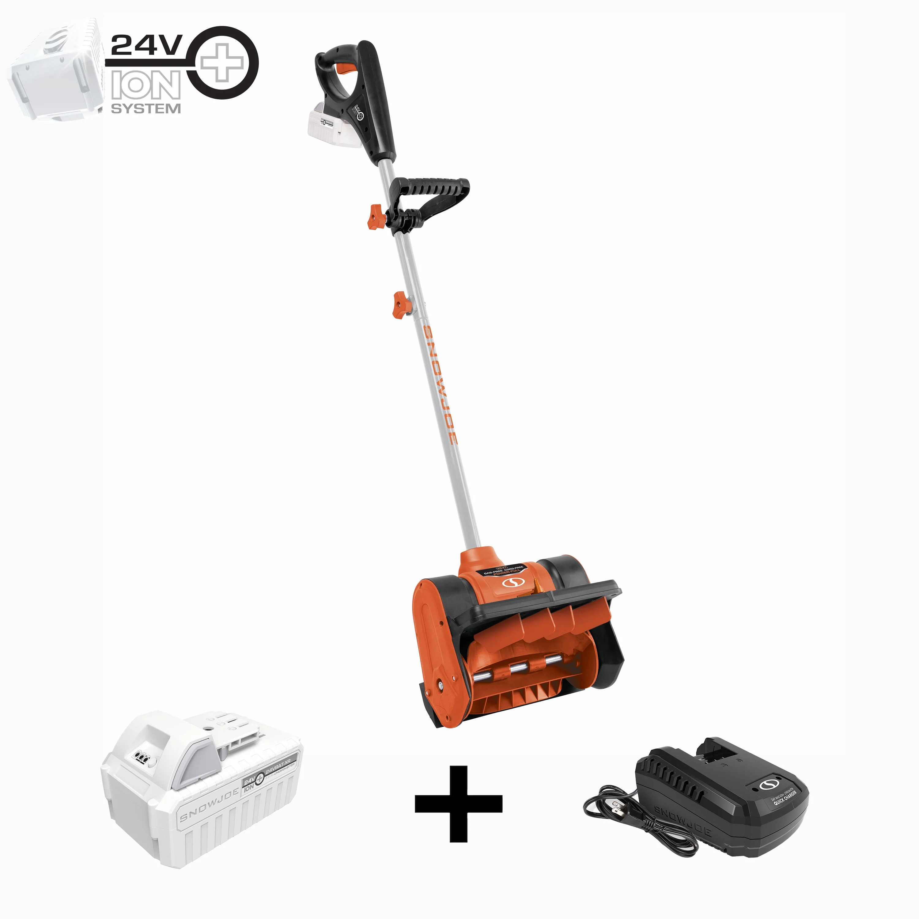 Snow Joe 24V-SS12-XR-ORG 24-Volt* IONMAX Cordless Snow Shovel Kit | 12-inch | W/ 5.0-Ah Battery + Charger (Orange)