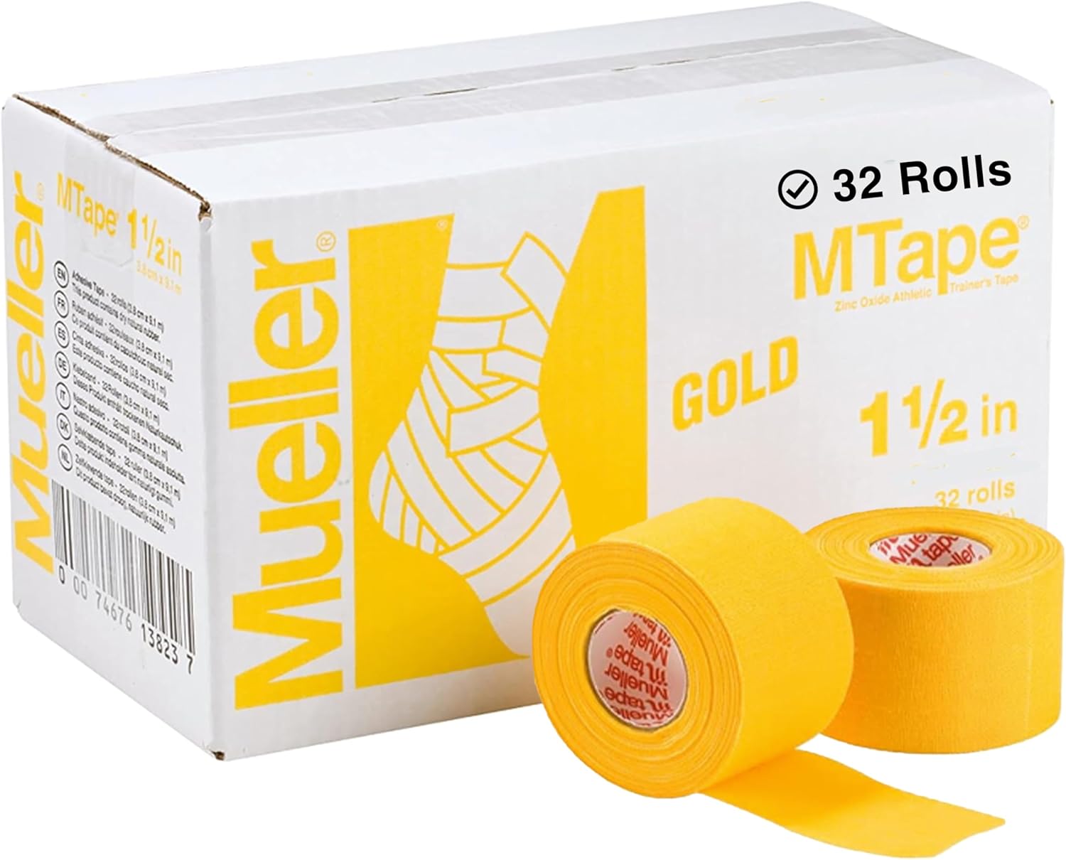Mueller Sports Medicine MTape Rolls Team Pack, Quality Athletic Tape, Easy to Tear for Fast & Effective Taping, 1.5