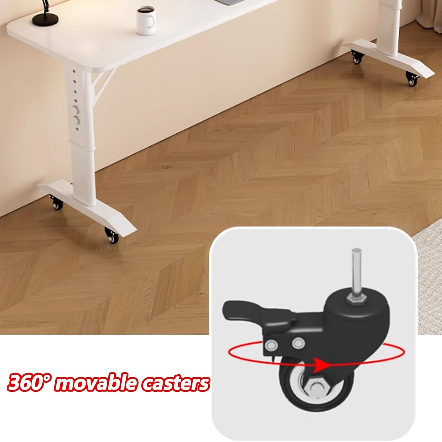 Adjustable Overbed Table with Wheels, Adjustable Height Rolling Tables, Laptop Desk Over Bed Tables with Baffle, Bed Desk for Hospital and Home Use(White,210x50cm/82.6x19.6in)