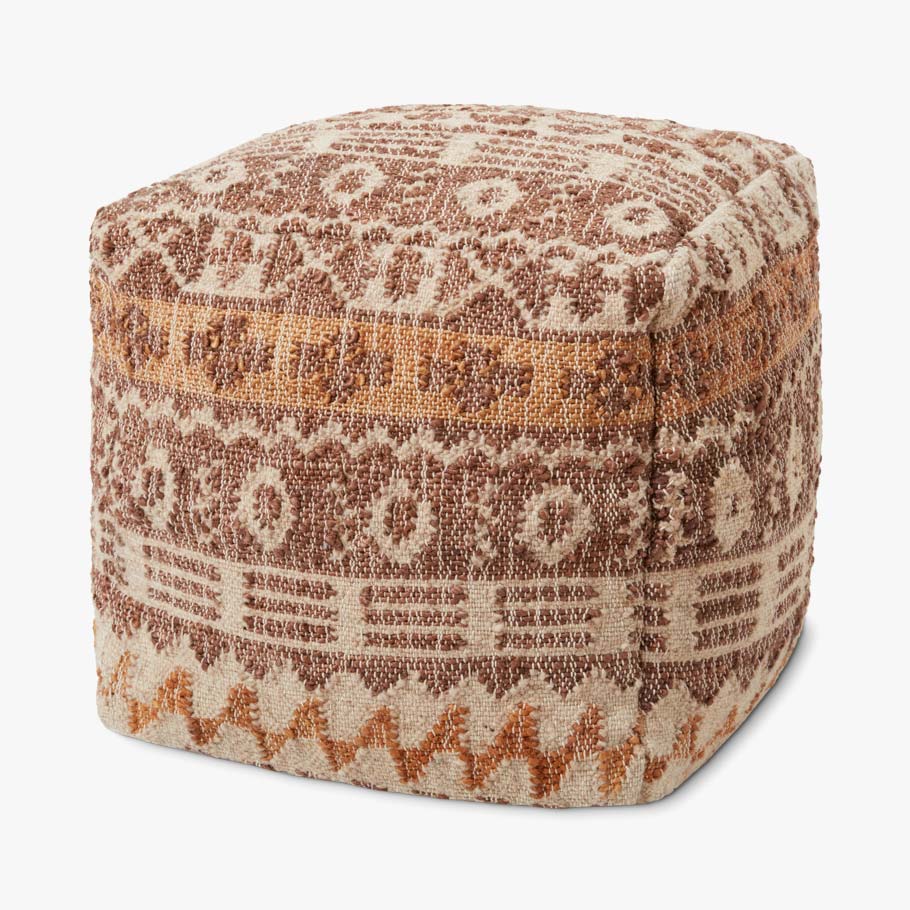 Loloi Poufs Collection - POUF Hand Woven Rug in Beige (LPF0015)