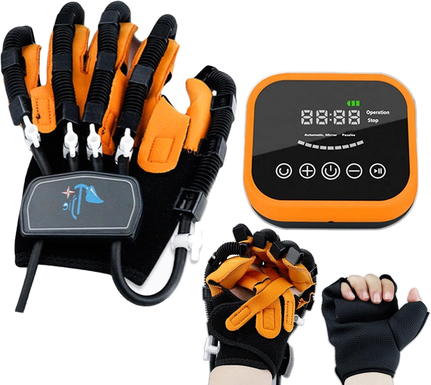 Rehabilitation Robot Gloves, Stroke Hemiplegia Rehabilitation Aids Recovery Training Gloves Finger Splint Trainer for Hand Function Recovery (Color : Left Hand, Size : Medium)