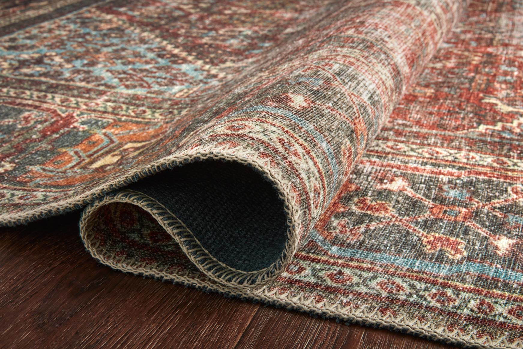 Loloi II Loren Collection - Traditional Power Loomed Rug in Brick & Midnight (LQ-13)