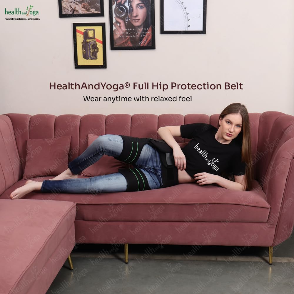 HealthAndYoga™ Extra Padded Hip Protection Belt-Pioneering Design Binder Support Brace to Reduce Falls, Hip Fracture, Injury-Rehab Aid for Post-Surgery Recovery-Free Size, Unisex (Both Sides)