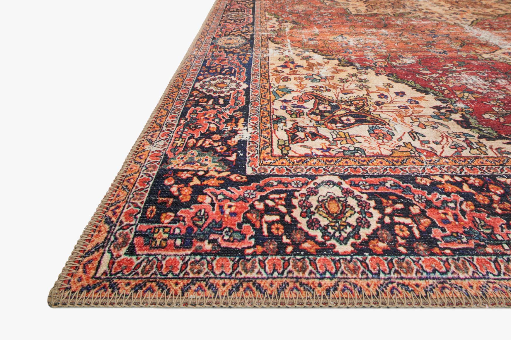 Loloi II Loren Collection - Traditional Power Loomed Rug in Red & Navy (LQ-07)