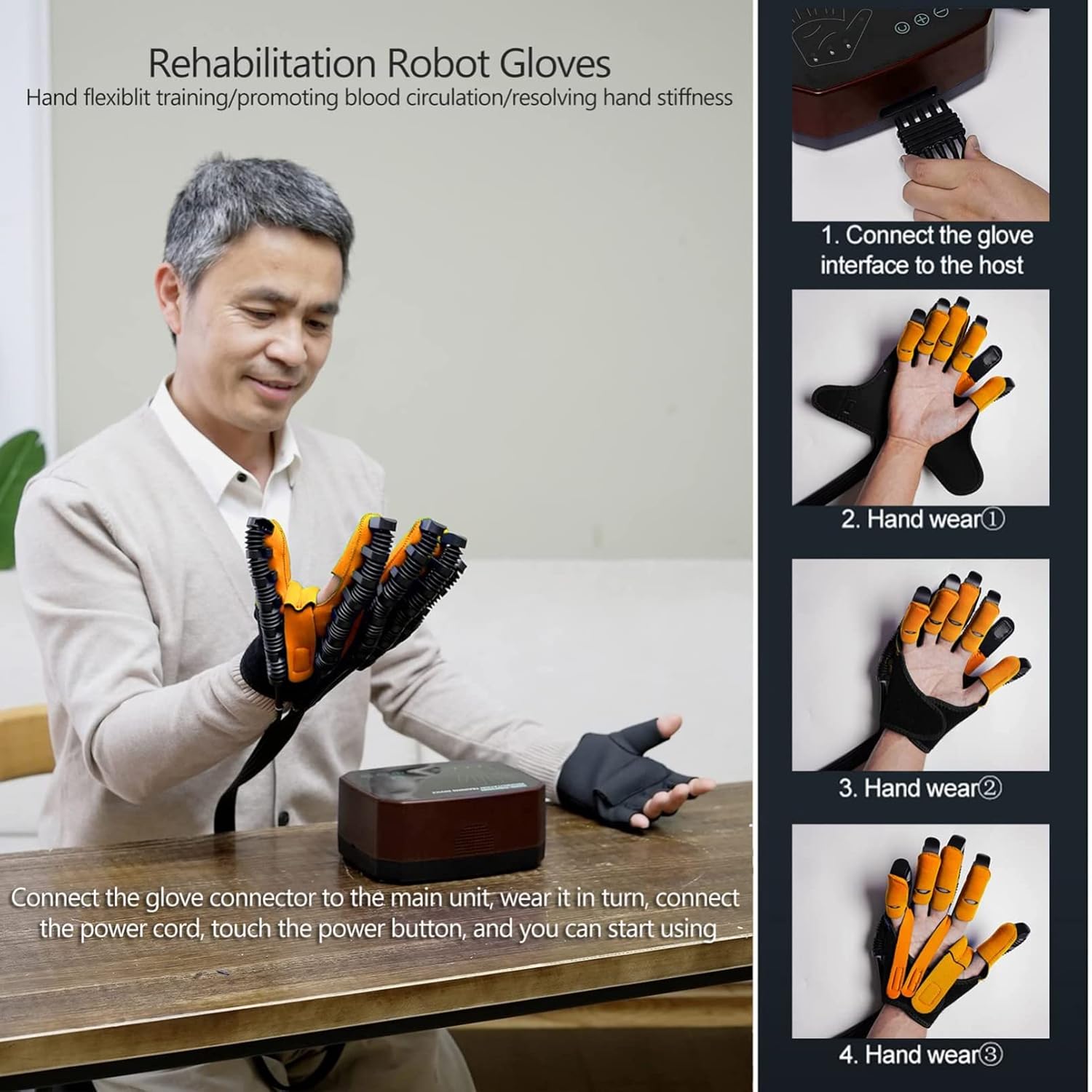 Rehabilitation Robot Gloves Finger Training Help Patient with Hand Dysfunction to Independently Carry Out Rehabilitation Training(Size:XL Code,Color:Right Hand)
