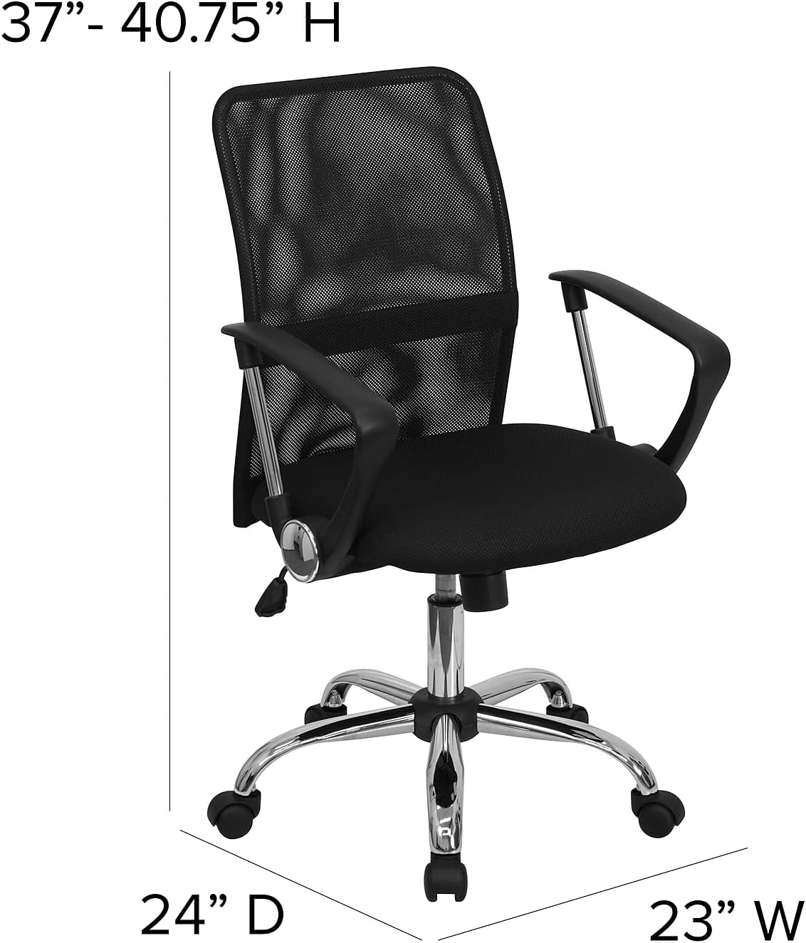 Flash Furniture Jenkins Mid-Back Black Mesh Swivel Task Office Chair with Lumbar Support Band and Arms