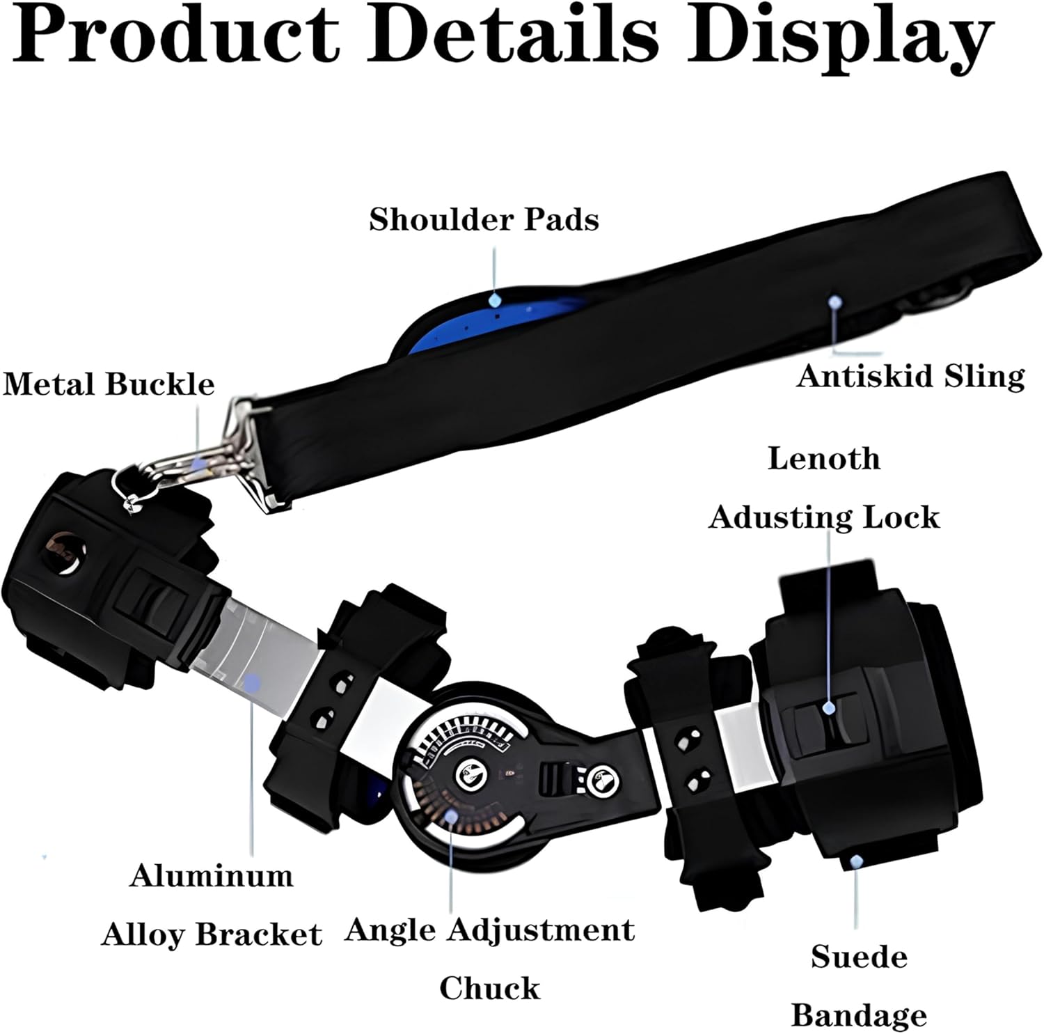 SFKLYU Hinged Elbow Brace Splint Shoulder Strap Adjustable Post Elbow Brace with Sling Stabilizer Splint Elbow Extension Brace for Post Op, Surgery Recovery,Right