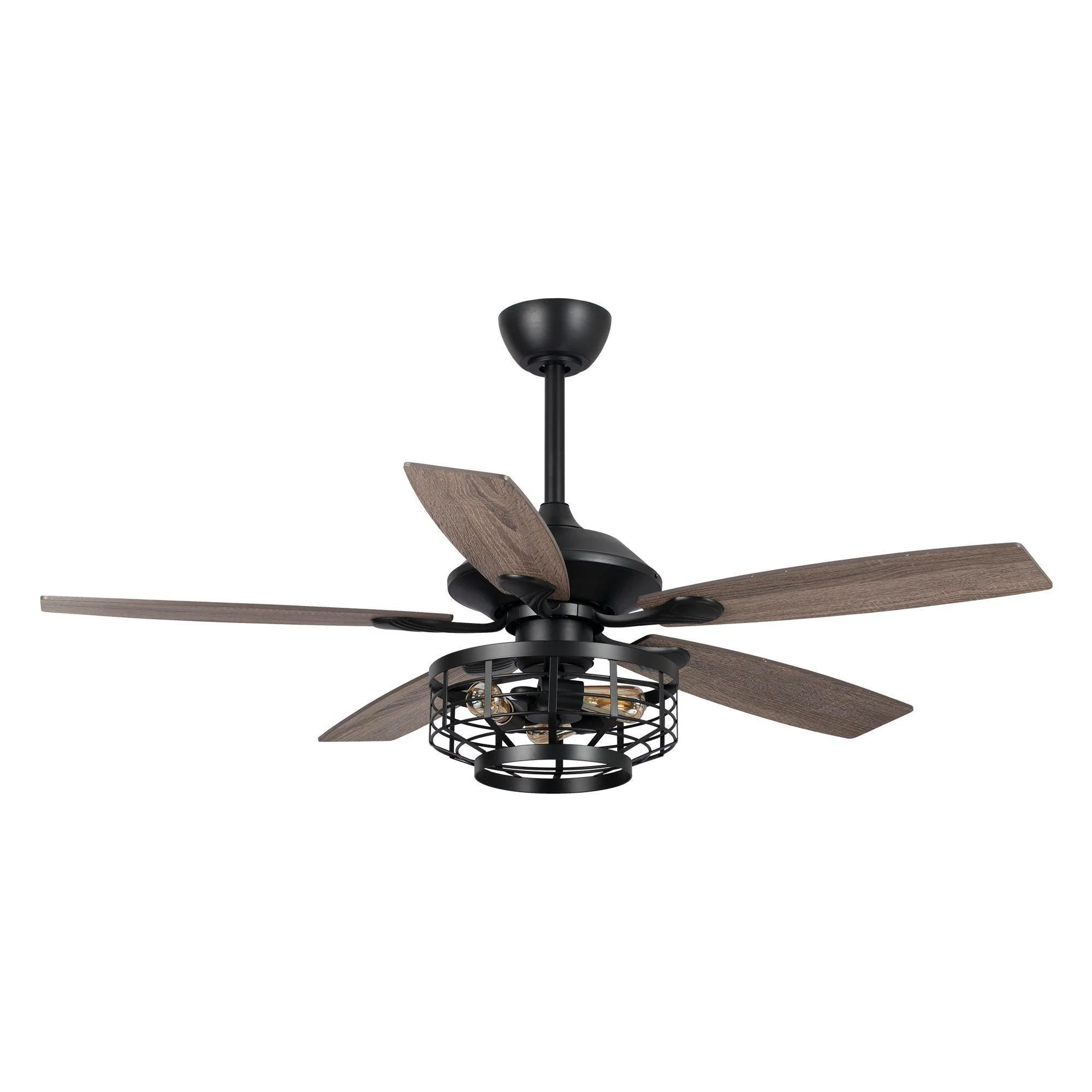 Parrot Uncle 52-Inch Paquette Industrial Downrod Mount Reversible Ceiling Fan with Lighting and Remote Control (F6315Q110V)
