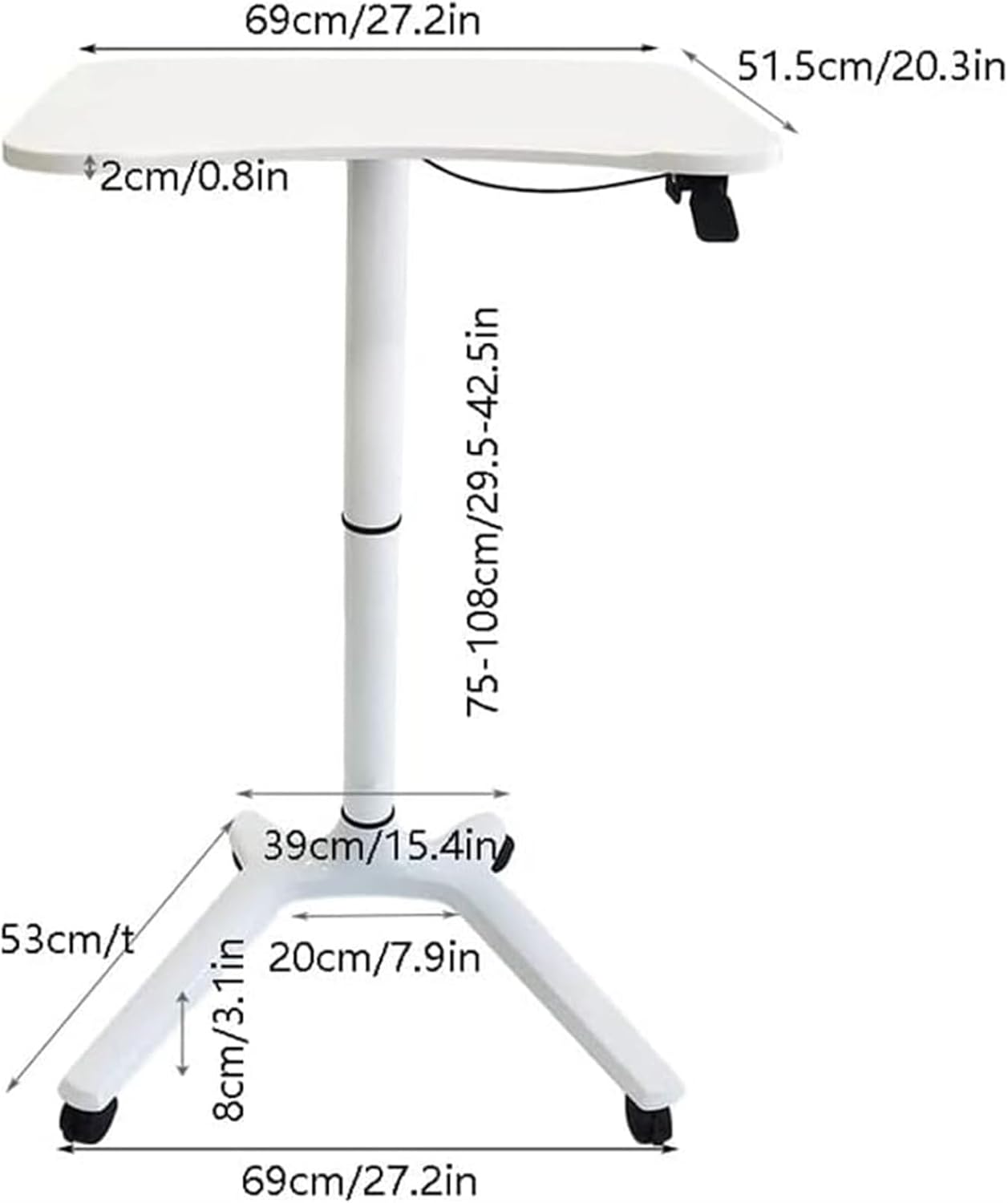 Over-Bed Tables Overbed Table with Wheels Height Adjustable Tilt Over Bed Table for Hospital and Home Use Flat Rolling Bed Side Tray Table Portable (A 27.2 * 20.3in)
