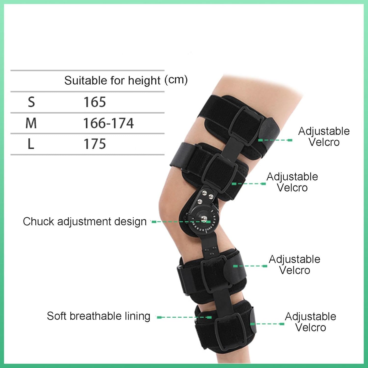 Hinged Rom Knee Brace for Men Women, Adjustable Post Op Knee Brace Leg Stabilizer for Orthopaedic Rehab, Meniscus Tear for ACL, PCL, MCL, Knee Immobilizer for Pain Arthritis Support,S