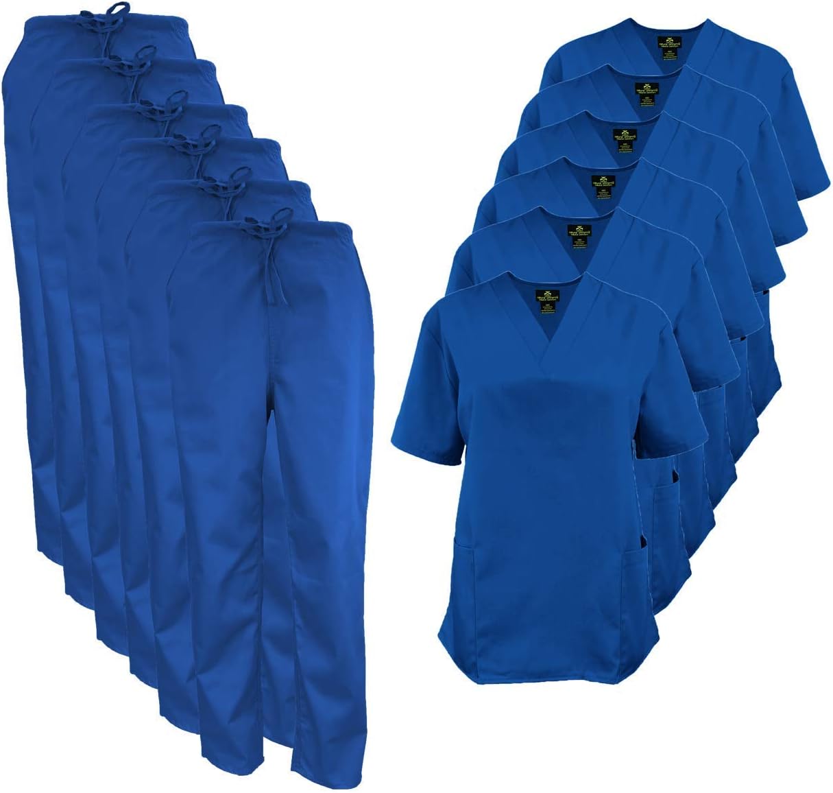 Natural Uniforms Women's Scrub Set Medical Scrub Tops and Pants - Pack of 6 Set