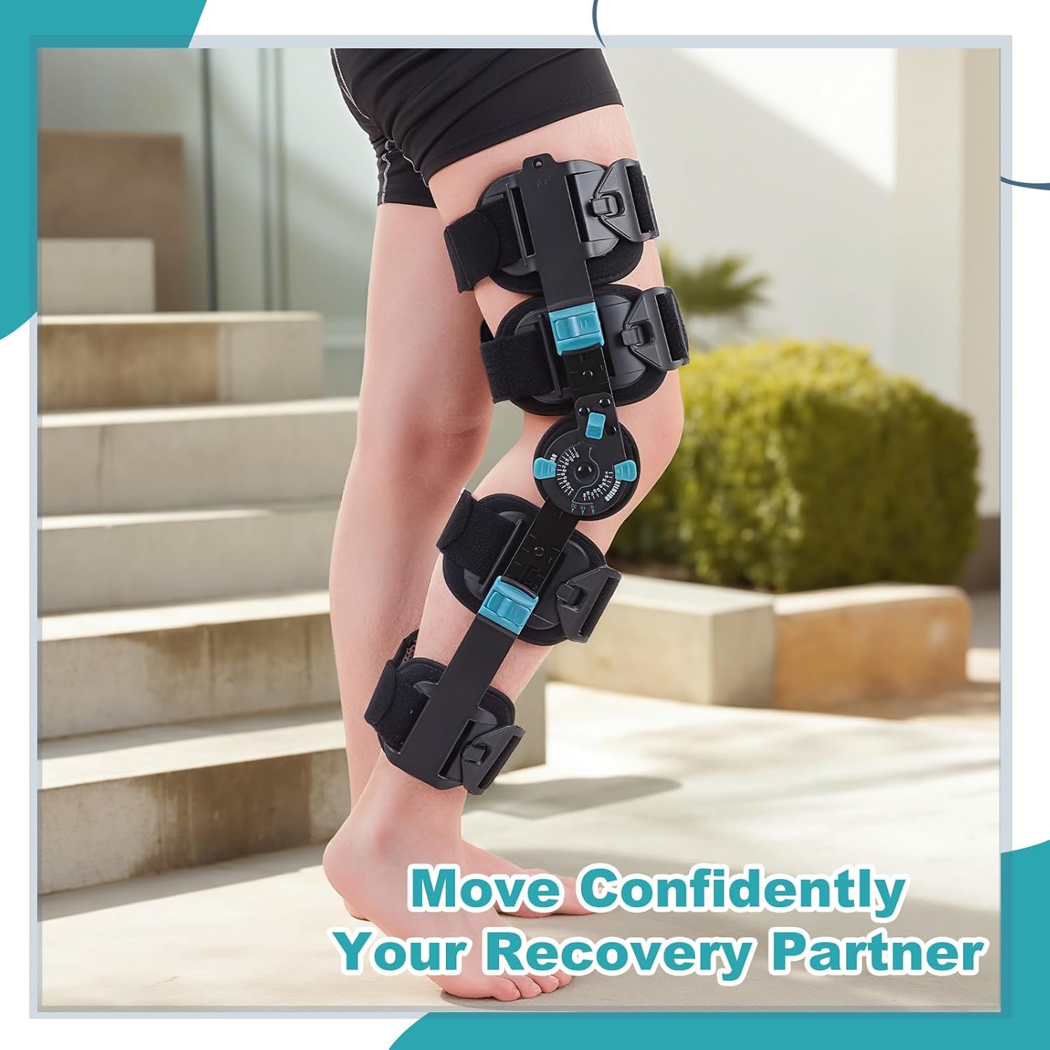 Hinged Rom Knee Brace, Adjustable Post Op Knee Immobilizer for Recovery Stabilization, ACL, MCL and PCL Injury, Medical Orthopedic Support Stabilizer After Surgery for Left and Right Leg