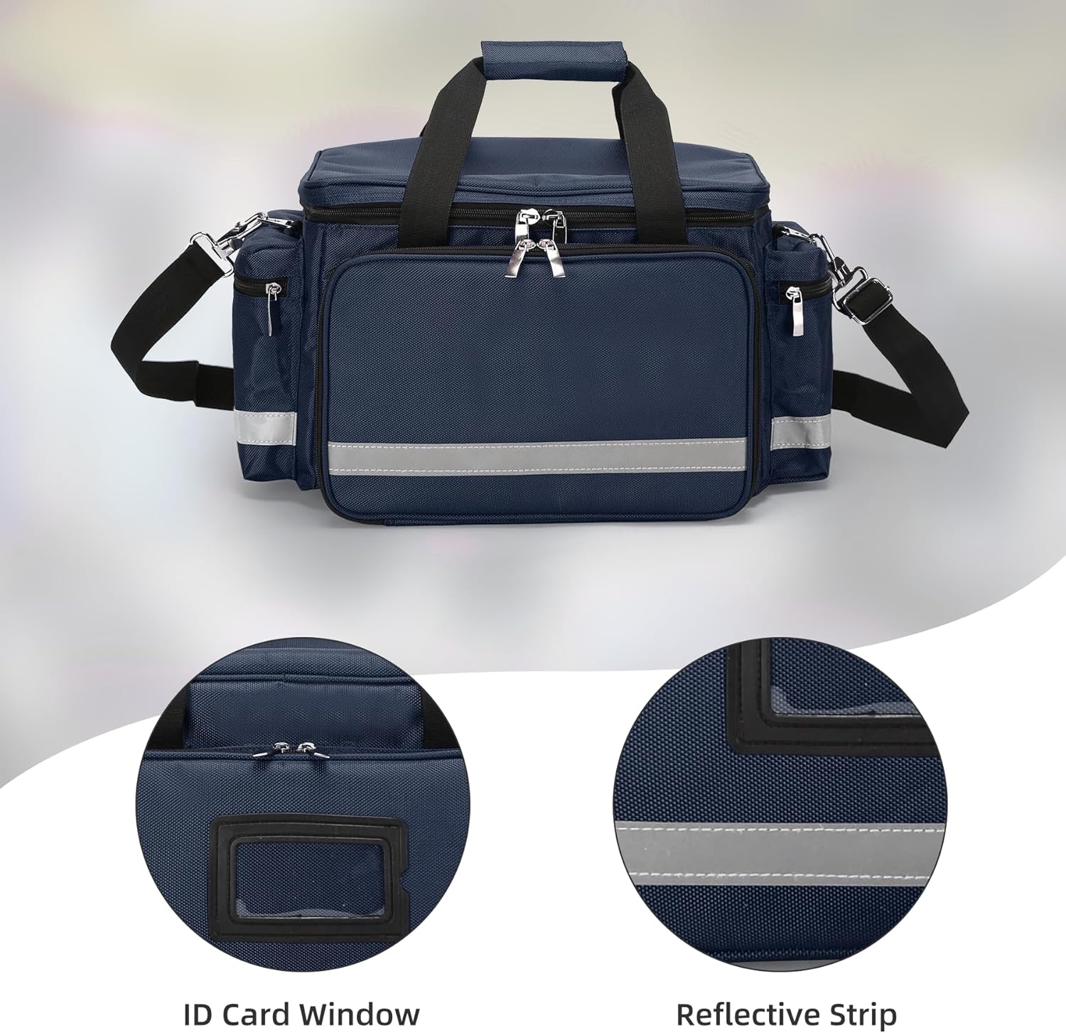 Medical Bag Empty First Aid Bag Emergency Responder Bag Professional First Aid Kits Storage with Inner Dividers and No-Scratch Bottom,Trauma Bag for Home Health