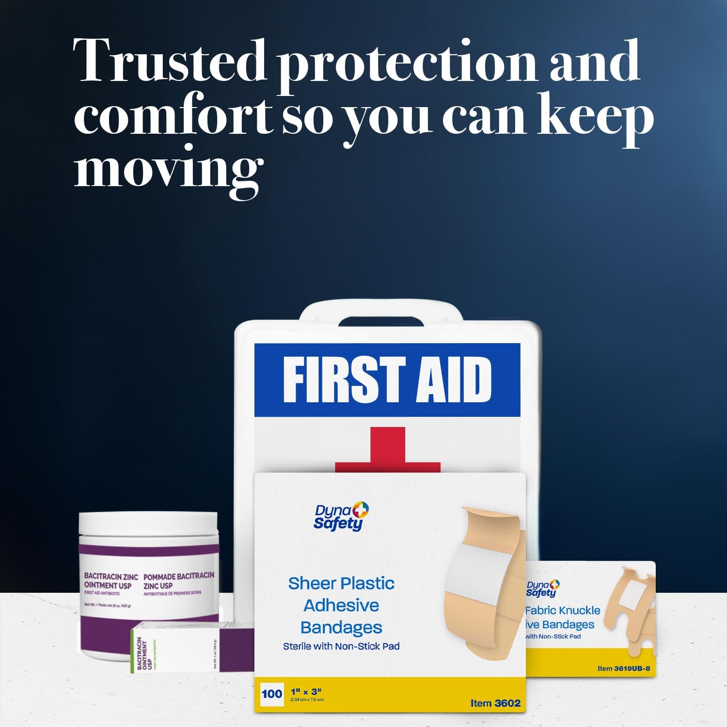 Dynarex Sheer Plastic Adhesive Bandages Water-Resistant and Sterile Non-Stick Pad First Aid Covers Minor Cuts Scratches - 1