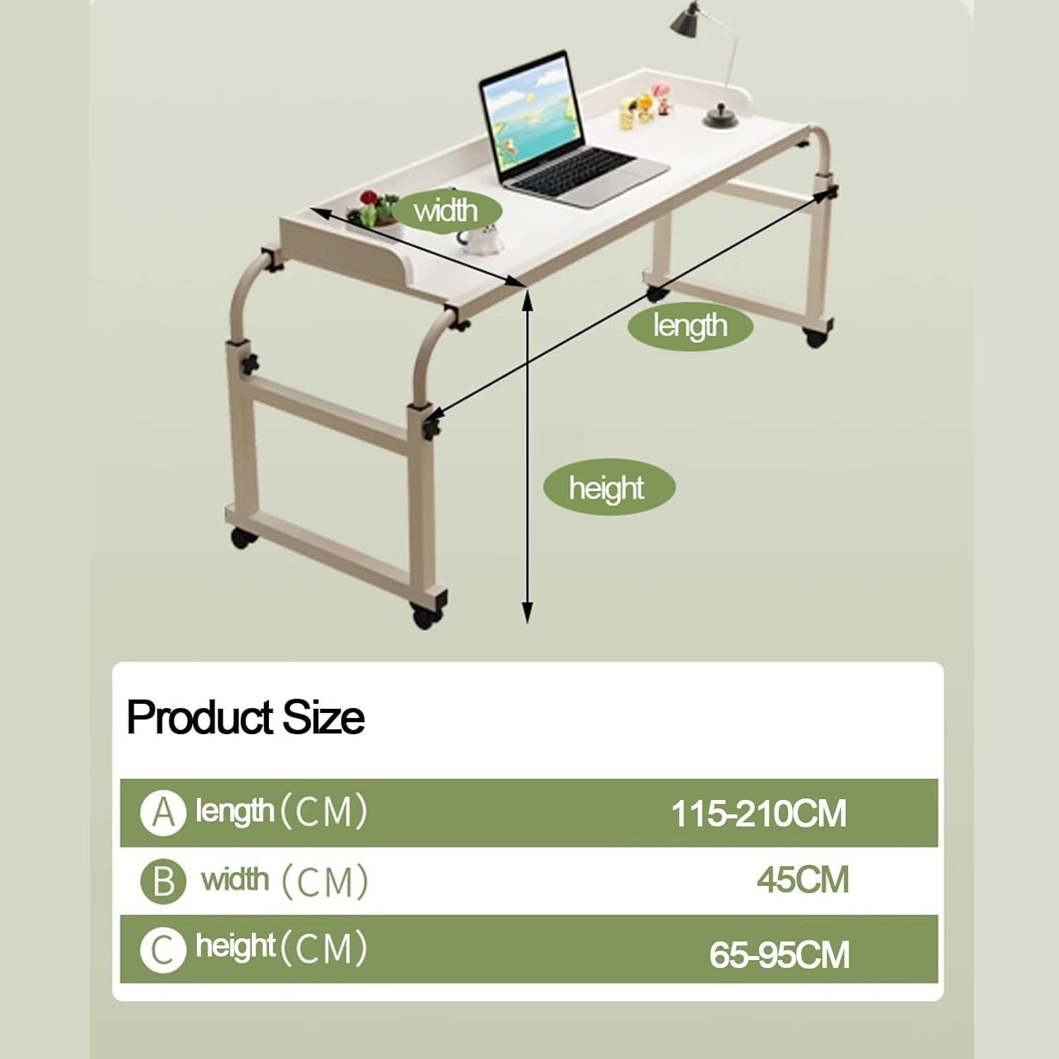 Overbed Overbed Table with Wheels,Mobile Desk with Adjustable Height Food Tray Desk Rolling Medical Table Computer Desk Over-Bed Tables with Wheels Mobile Multi Functional Table Standing Wor