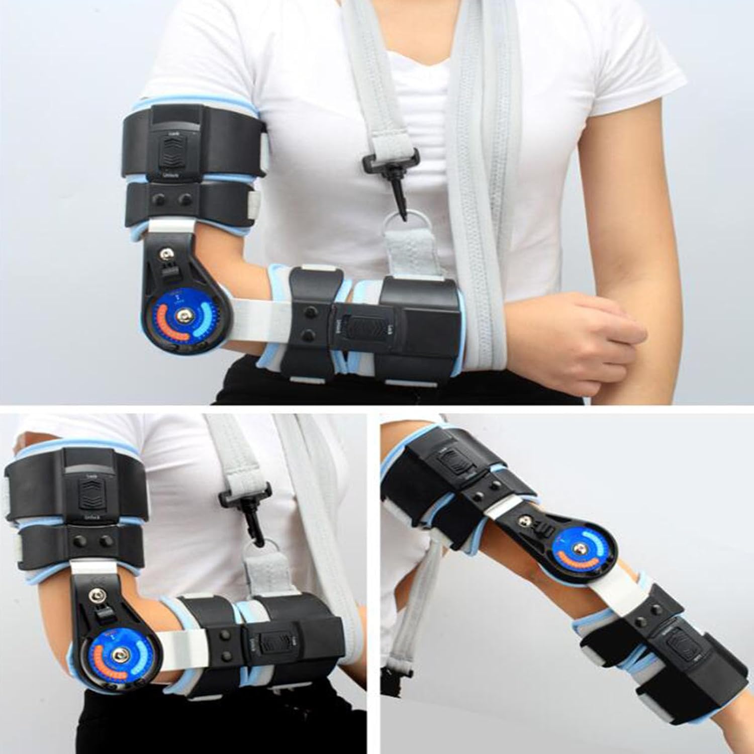 SFKLYU Hinged Elbow Brace Post Elbow Brace with Strap Adjustable Elbow Immobilizer Injury Recovery Support Arm Sling for Strap Men Women Surgery Injury Recovery Pain Relief,Left