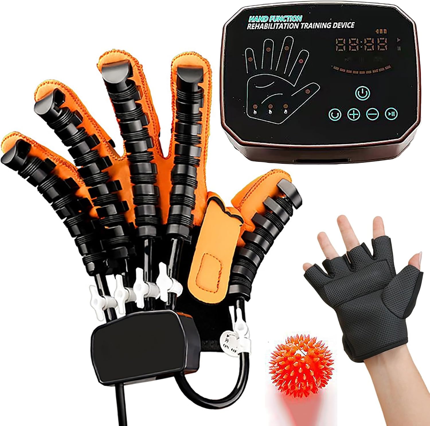 Rehabilitation Robot Gloves, Stroke Rehabilitation Equipment with 3 Workout Modes, Pneumatic Finger Trainer, Hemiplegia Hand Strengthening Devices