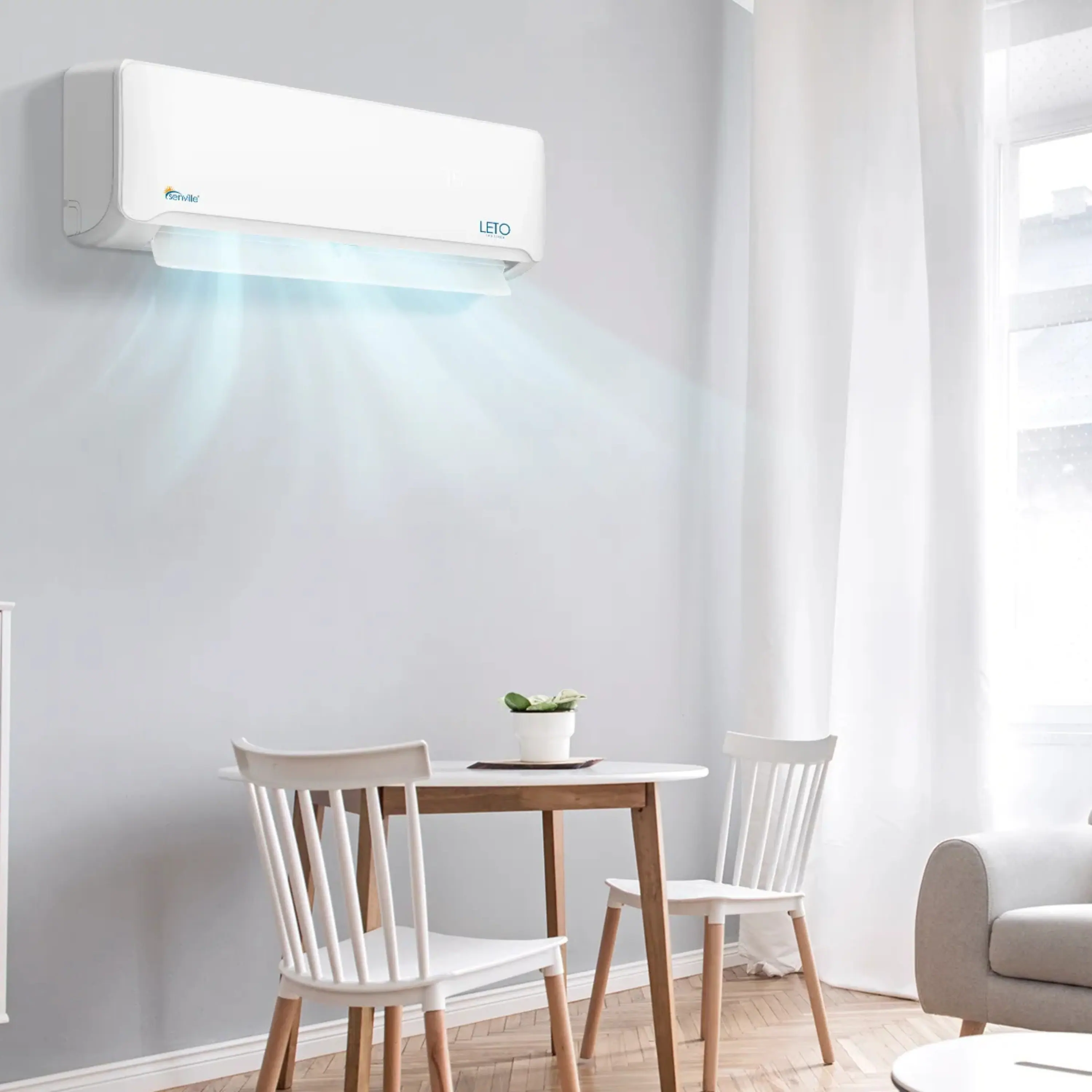 Senville LETO Series 9K BTU Mini Split with 21.2 SEER2, 230V Ductless Air Conditioner and Heat Pump Condenser with Wall Mount Air Handler (SENL-9CD/220)