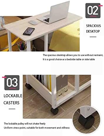 Mobile Overbed Table with Wheels, Adjustable Bedside Table for Hospital & Home Use, Manual Lifting Desk Ideal for Laptops & Keyboards, Portable & Versatile Design