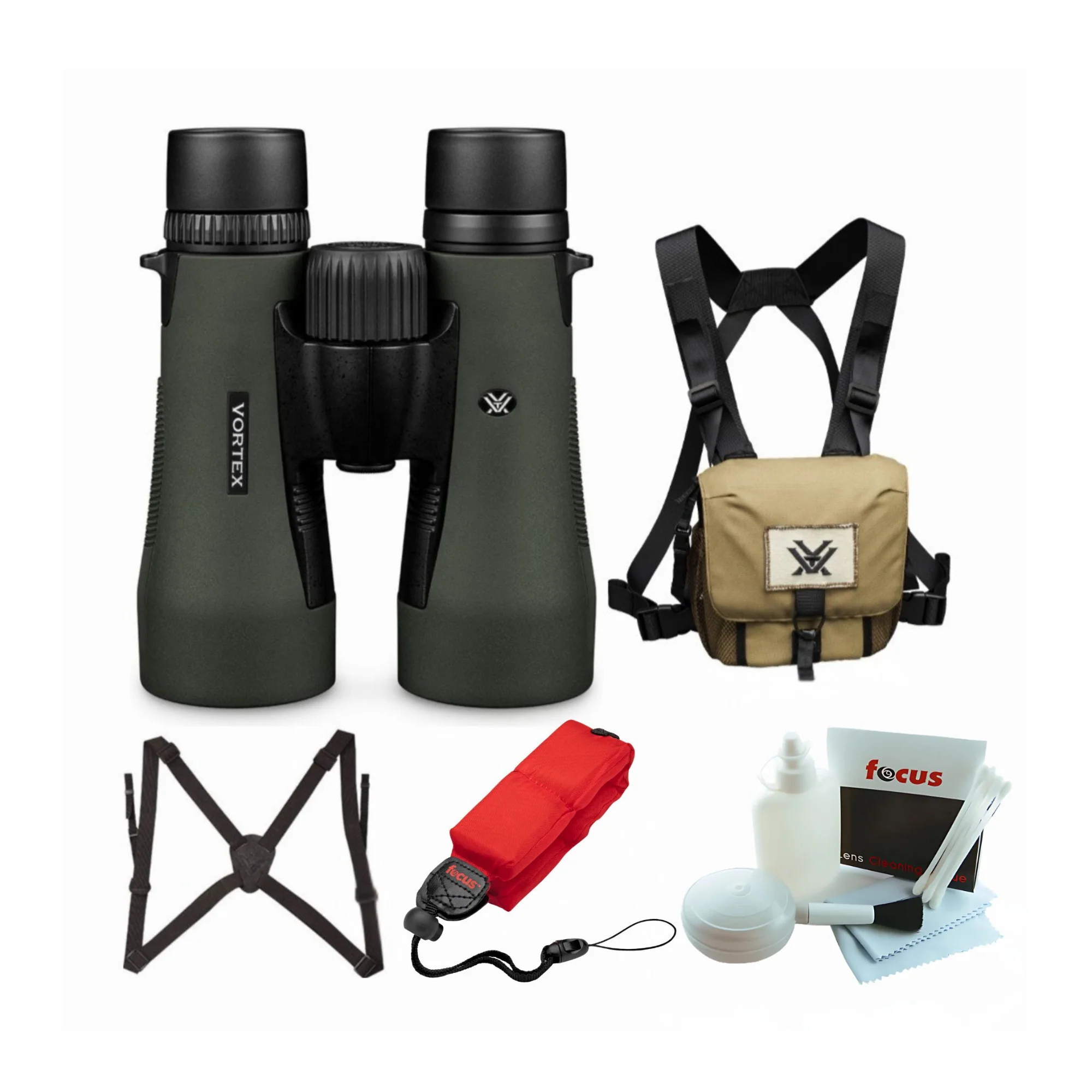 Vortex 10x 50mm Diamondback Binocular with Foam Strap, Harness, and Cleaning Kit