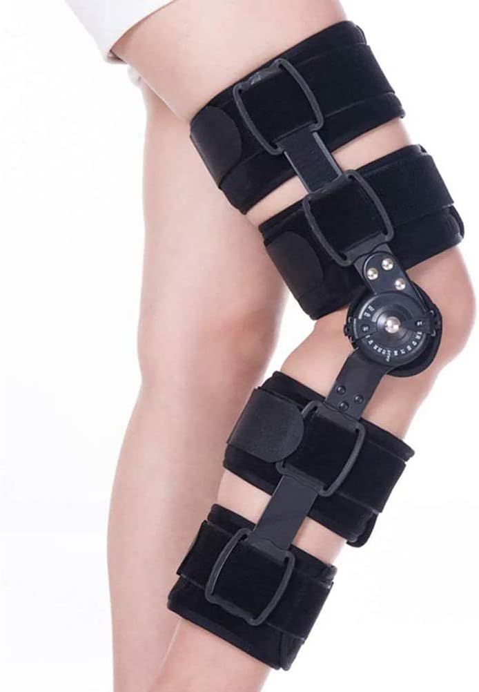Adjustable ROM Hinged Leg Knee Brace Orthosis Articulated Knee Support for Rehabilitation Knee Pads Knee Joint Fixation Bracket Leg Stabilizer (Right-S