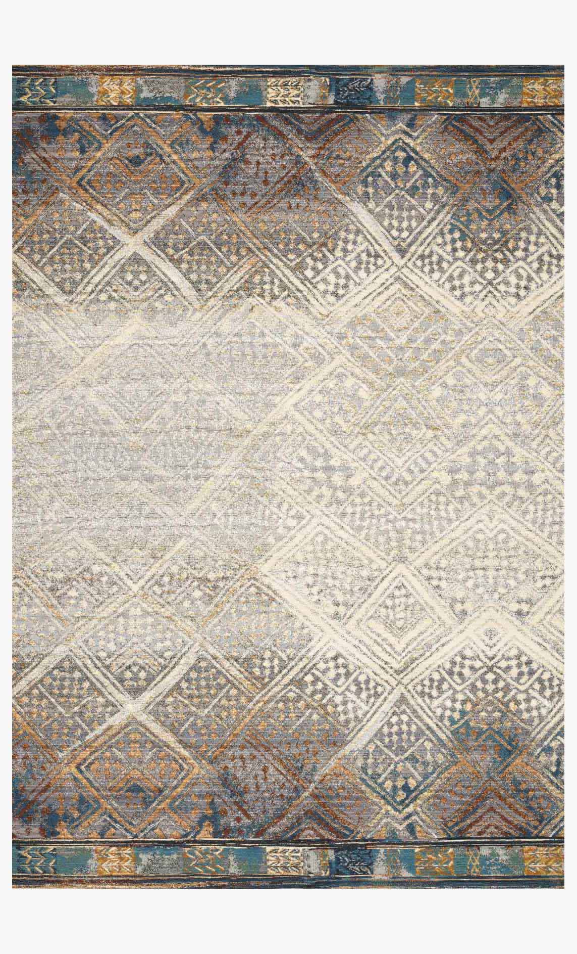 Loloi Mika Collection - Indoor/Outdoor Power Loomed Rug in Ivory & Mediterranean (MIK-02)