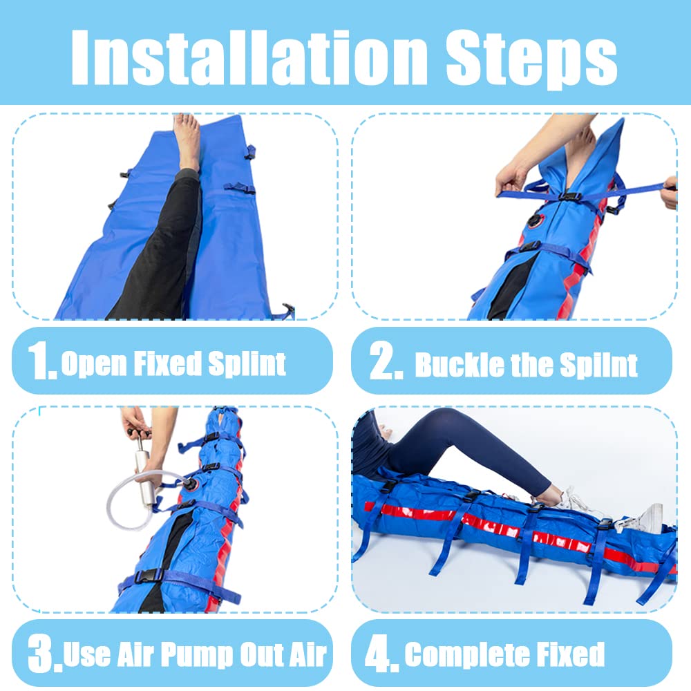 First Aid Vacuum Leg Splint, Emergency Immobilization Device for Thigh, Calf & Foot - Outdoor Rescue & Accident Support Brace
