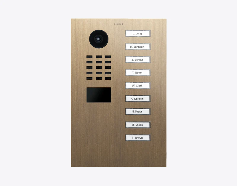 DoorBird D2109V IP Video Door Station, 9 Call Buttons in Real Burnished Brass