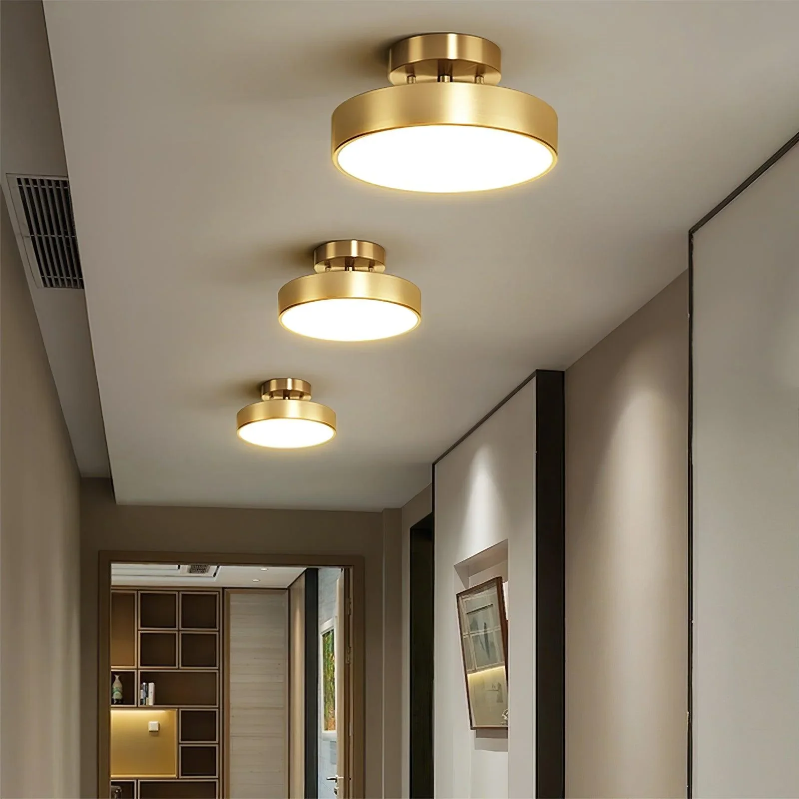 Minimalist Brushed Gold Ceiling Light