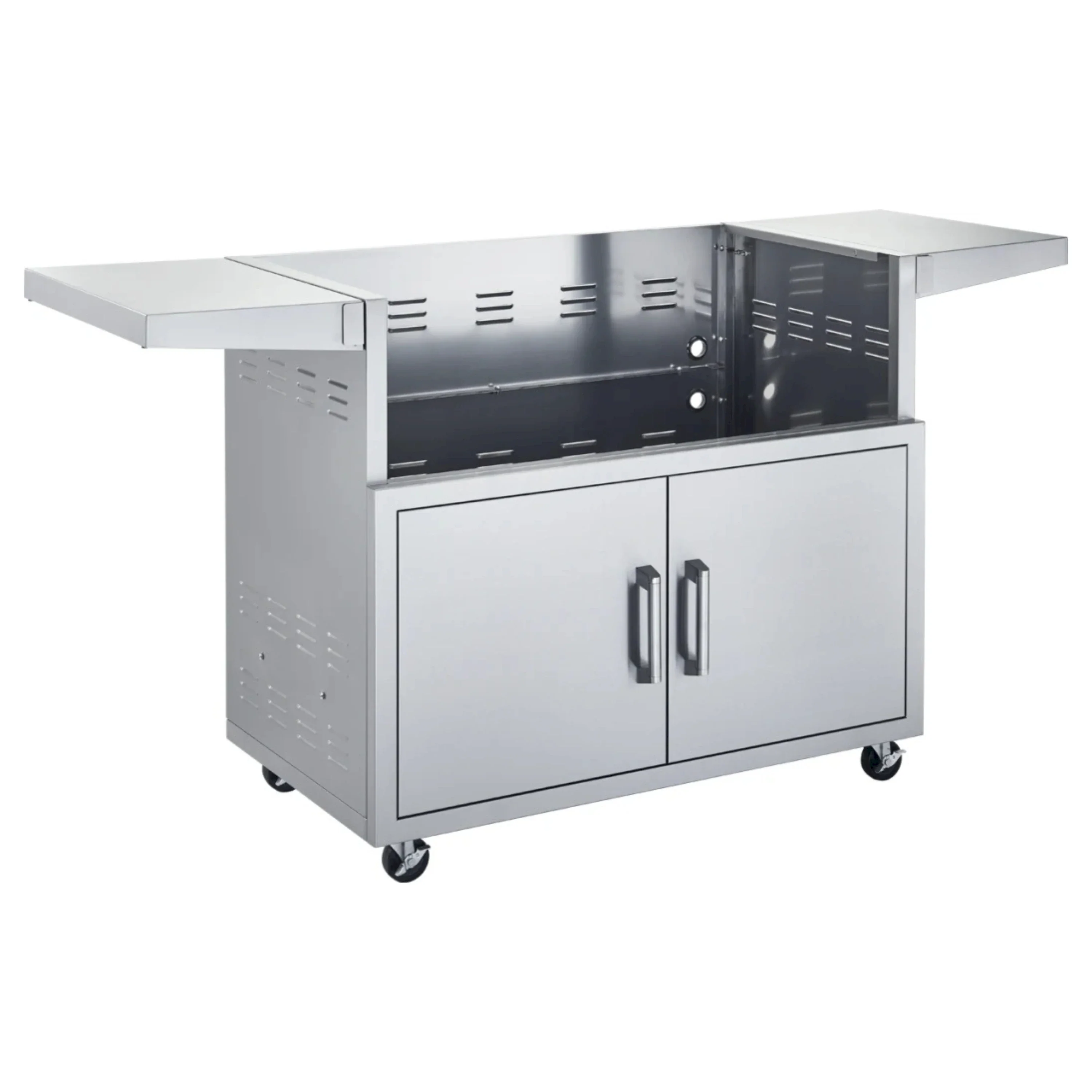 Broilmaster 42-Inch Cart with 2 Doors and 2 Fold-Down Side Shelves in Stainless Steel (BSACT42)