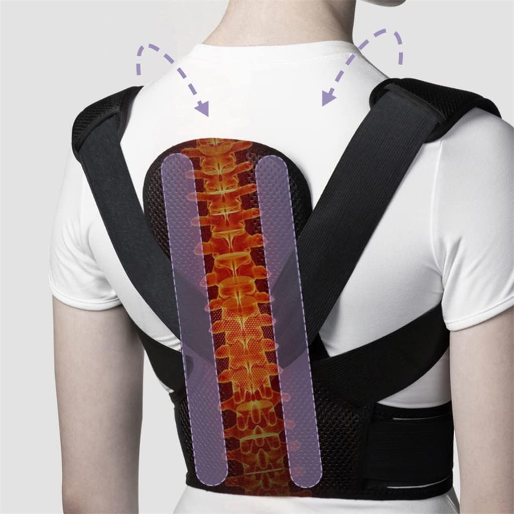 Adjustable Posture Corrector Back Waist Support Spine Brace Belt Trainer with 2 Alloy Plates Unisex(M Code)
