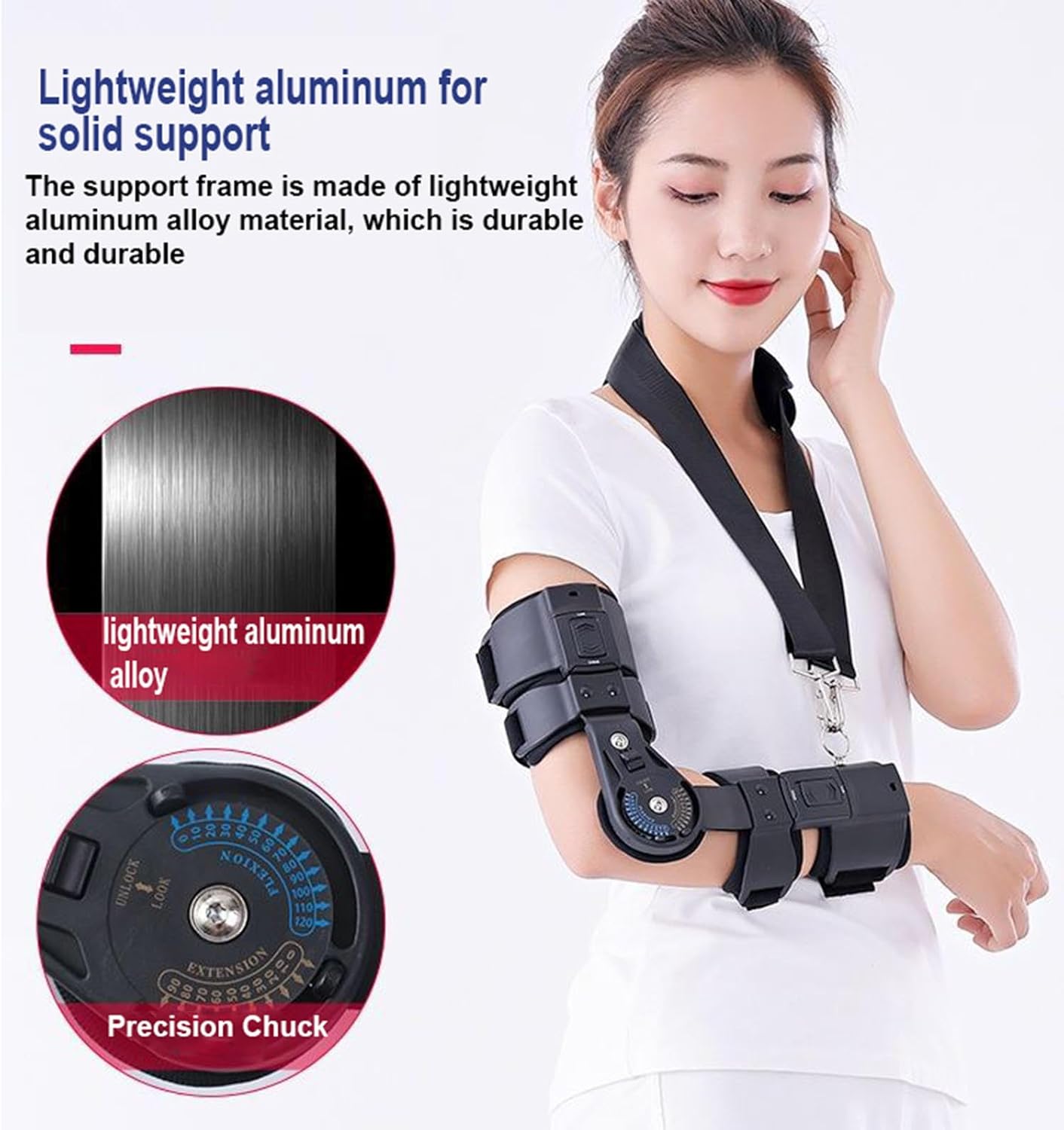 ROM Elbow Hinged Brace Support with Strap Sling Adjustable Post Op Elbow Immobilizer Stabilizer Splint Arm Injury Recovery Support After Surgery for Tendonitis, Arthritis(Left)