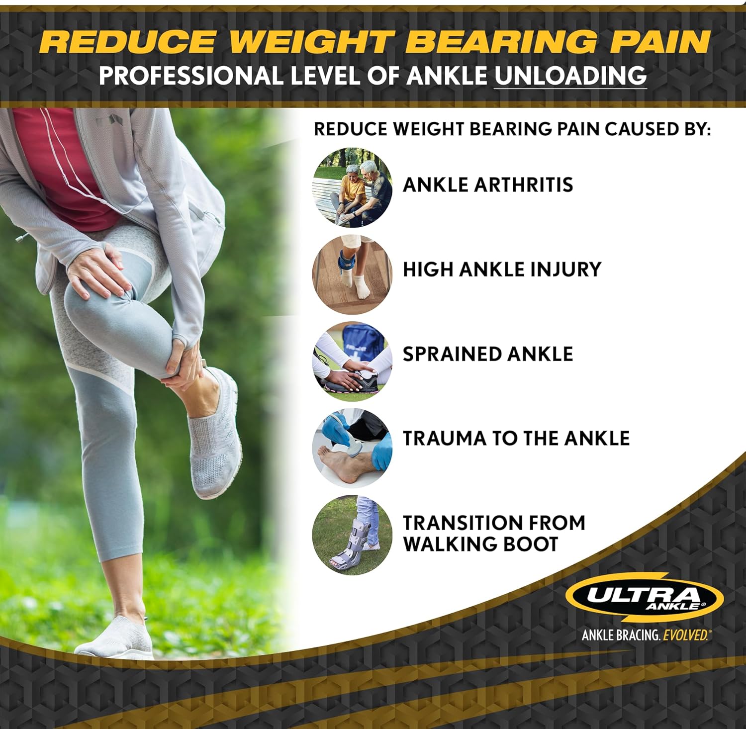 Ultra CTS Ankle Brace – Best Ankle Stability for Arthritis, Acute Injuries & High Sprains – Orthopedic Hinged-Cuff Design for Comfort & Support While Reducing Weight-Bearing Pain