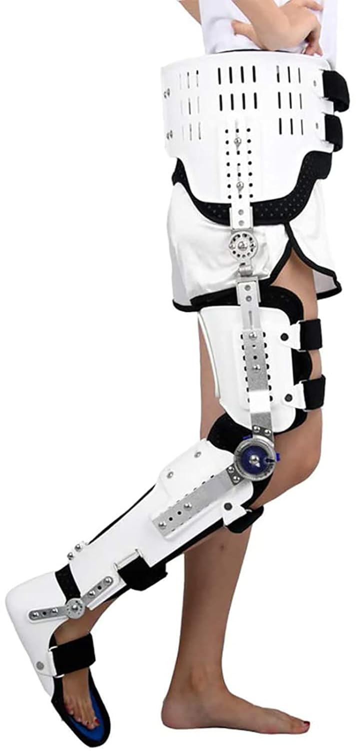 Hinged Knee Brace, Adjustable Hinged Hip Joint Abduction Orthosis, Hip Walking Fixed with Walking Boots Brace Knee Surgery Ligament Support, for Surrounding Soft Tissue Inj(Right