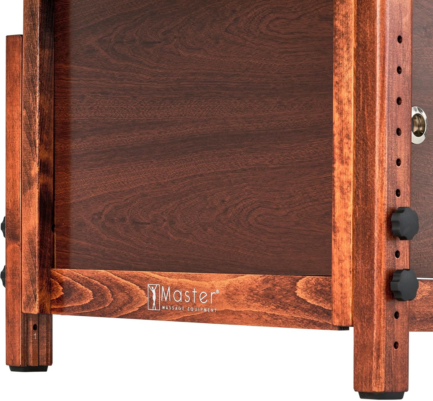 Master Massage Cabrillo Stationary Massage Table - Facial Beauty Lash Bed - 4 Section Salon Spa Bed with Storage Cabinet - Pneumatic Tilting Backrest and Leg Rest, Black with Walnut Legs, 30 Inch