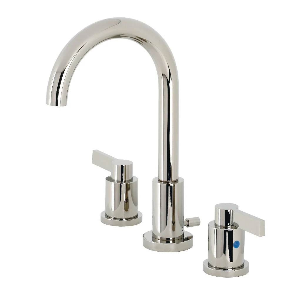 Kingston Brass NuvoFusion Widespread Bathroom Faucet with Brass Pop-Up, Polished Nickel (FSC8929NDL)