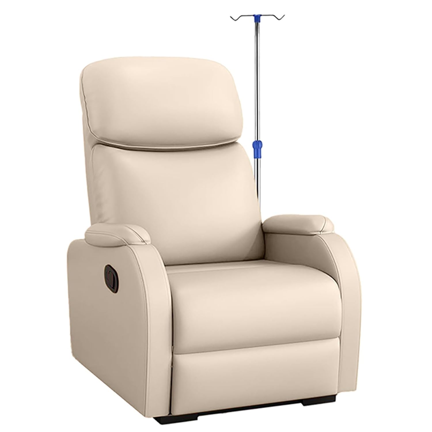 Clinics Reception Chair, Single Leather Medical Sofa Recliner Chair, Intravenous Drip Chair with IV Pole Stand, Soft Seat Cushion, for Nursing Home, Clinic, Hospital(Beige)