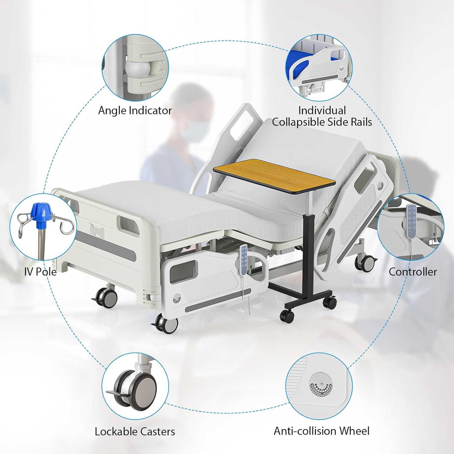 Premium Full Electric Hospital Bed - 5 Function Medical Beds, 4.7