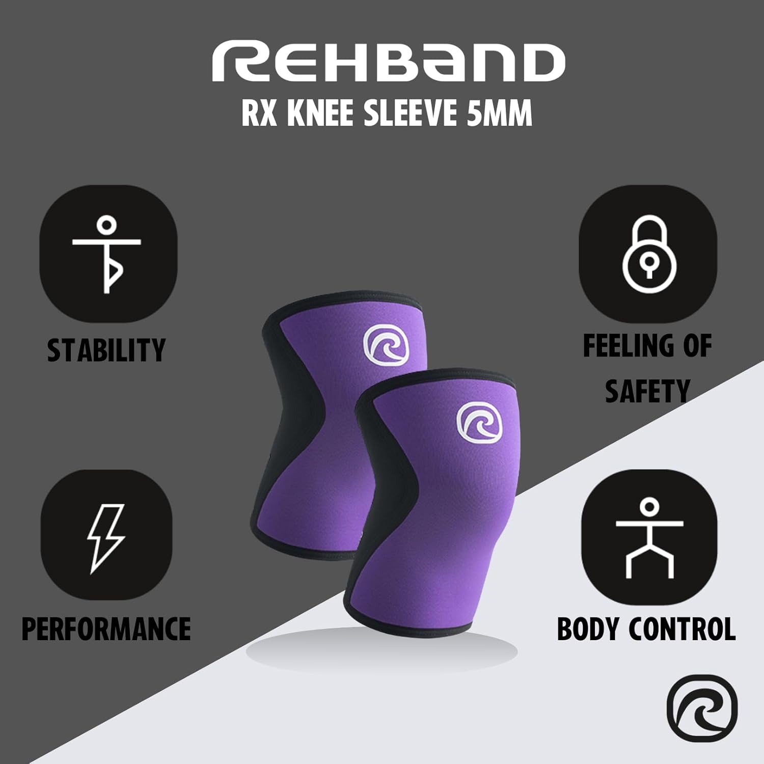 Rehband 5mm Knee Sleeves for Functional Training, Cross-Training & Powerlifting, Weightlifting Knee Support made of Neoprene, Unisex, Colour:Purple - 1 Pair, Size:Medium