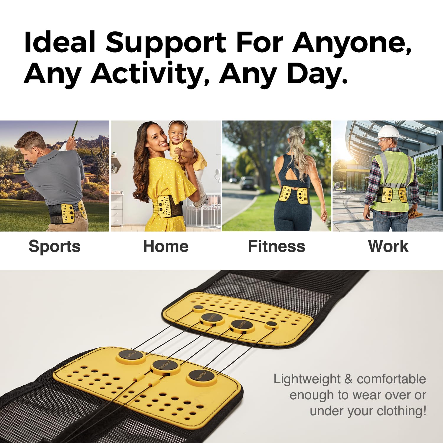 Adjustable Back Brace with 5-to-1 Compression Pulley System for Lumbar Support & Back Pain - Immediate Relief from Sciatica, Scoliosis, Bulging/Herniated Disc - Lightweight/Breathable, Medium