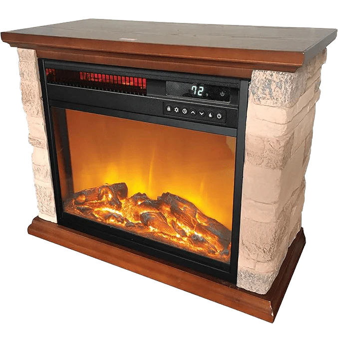 Lifesmart 3 Element Infrared Electric Fireplace with Faux Stone