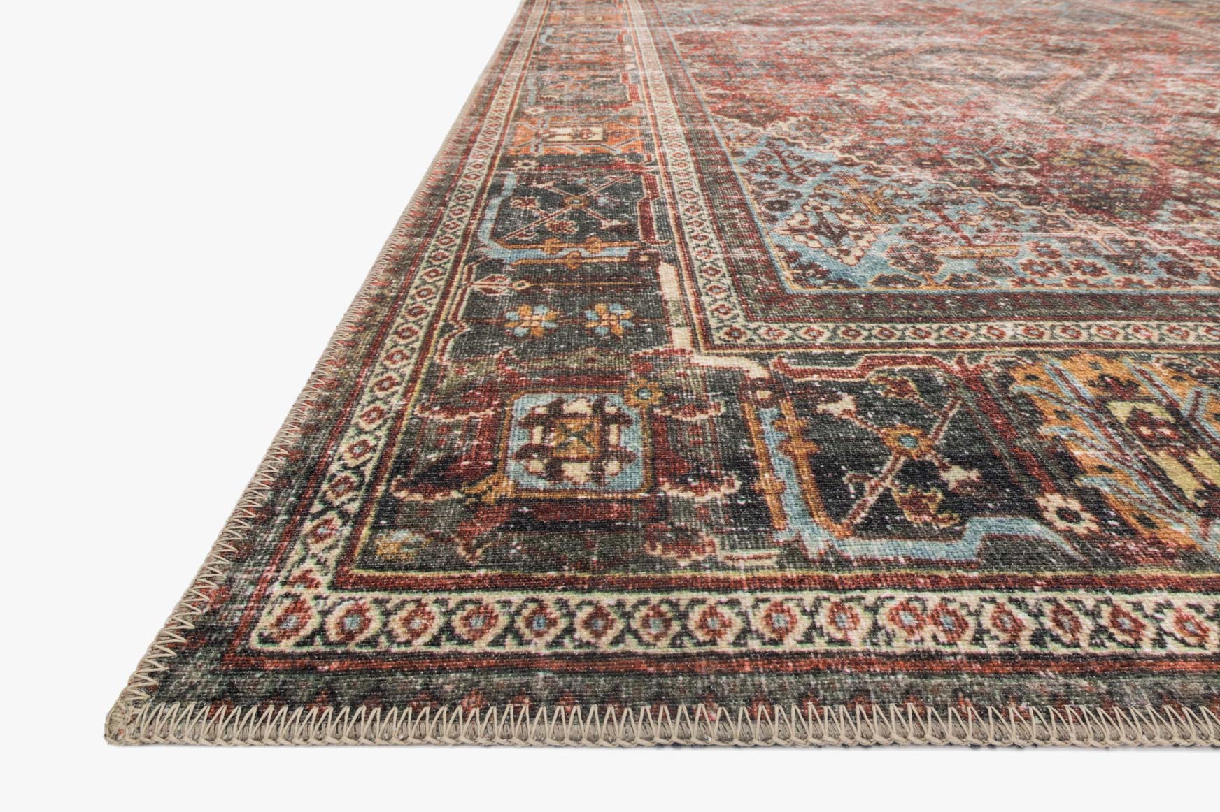 Loloi II Loren Collection - Traditional Power Loomed Rug in Brick & Midnight (LQ-13)